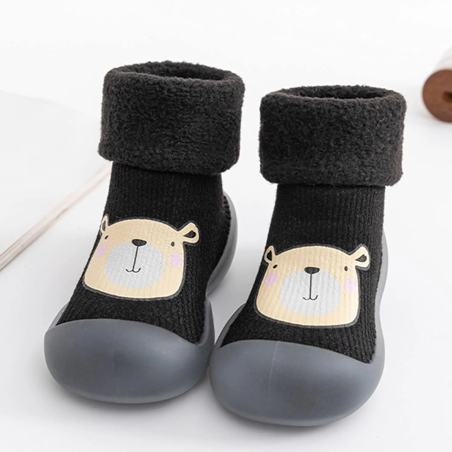 Baby Girl Shoes Size 1 Warm Stocking Girls Knit Socks Kids Rubber Soft Solid Sole Toddler Extra Wide Sneakers