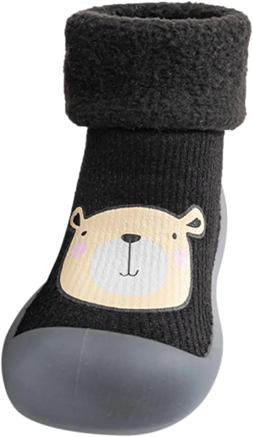 Baby Girl Shoes Size 1 Warm Stocking Girls Knit Socks Kids Rubber Soft Solid Sole Toddler Extra Wide Sneakers