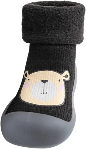 Baby Girl Shoes Size 1 Warm Stocking Girls Knit Socks Kids Rubber Soft Solid Sole Toddler Extra Wide Sneakers