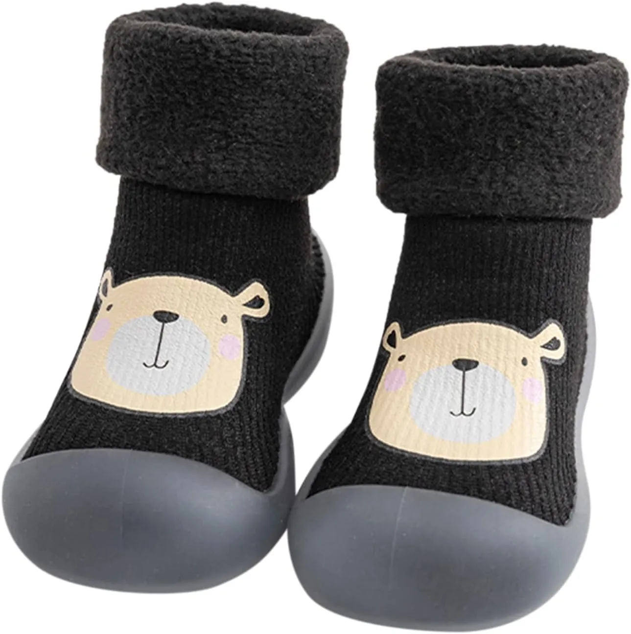 Baby Girl Shoes Size 1 Warm Stocking Girls Knit Socks Kids Rubber Soft Solid Sole Toddler Extra Wide Sneakers