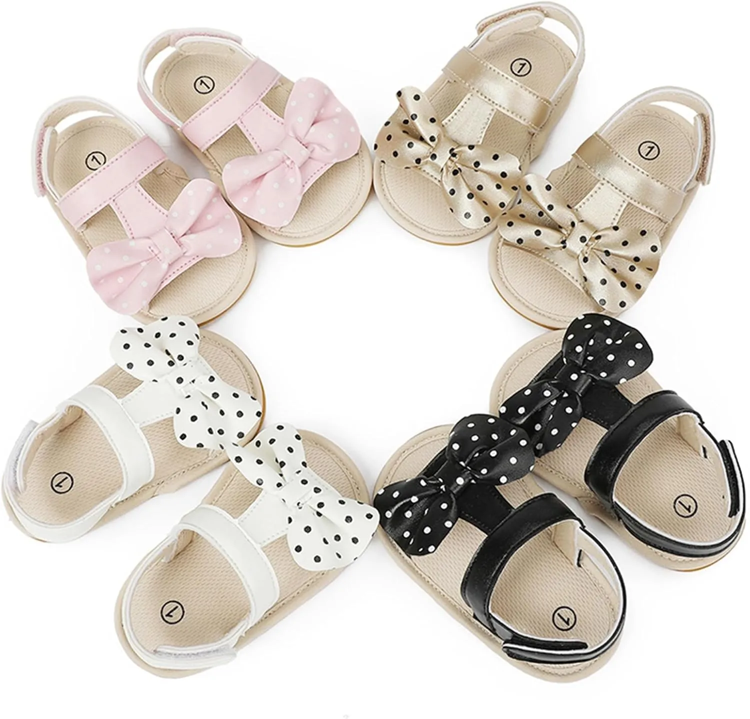 Baby Girls Polka Dot Bow Sandals 2025 Summer Outdoor Prewalker Shoes Open Toe Lightweight Breathable Dress Shoes