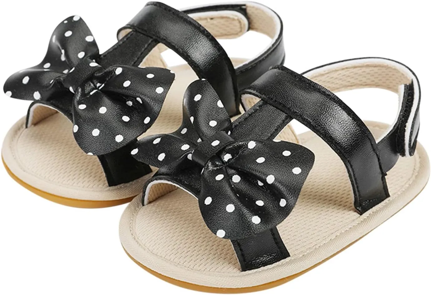 Baby Girls Polka Dot Bow Sandals 2025 Summer Outdoor Prewalker Shoes Open Toe Lightweight Breathable Dress Shoes