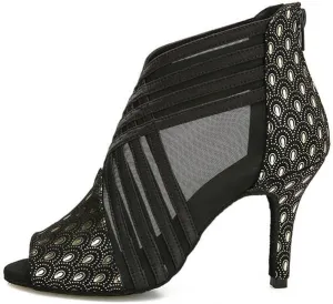 Ballroom Dance Shoes for Women Mesh Peep Toe Latin Salsa Dancing Sandals Women High Heels with Prints