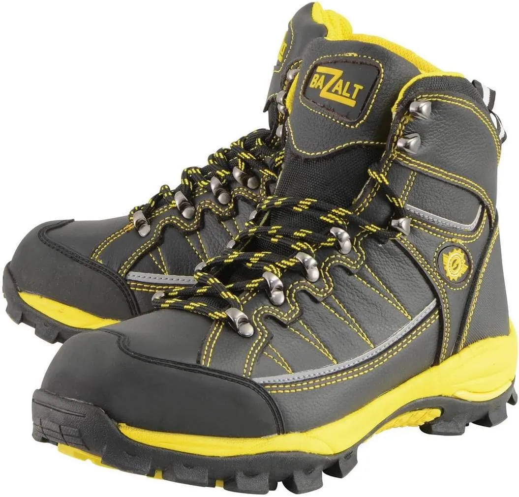 Bazalt MBM9122 Men's Black with Yellow Water and Frost Proof Leather Outdoor Lace-Up Boots - 8