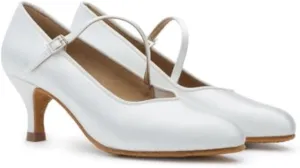 BDdance Women's Dancing Shoes Latin Salsa Tango Jazz Ballroom Performance Heels Leather 138 White, 5.5-8.5