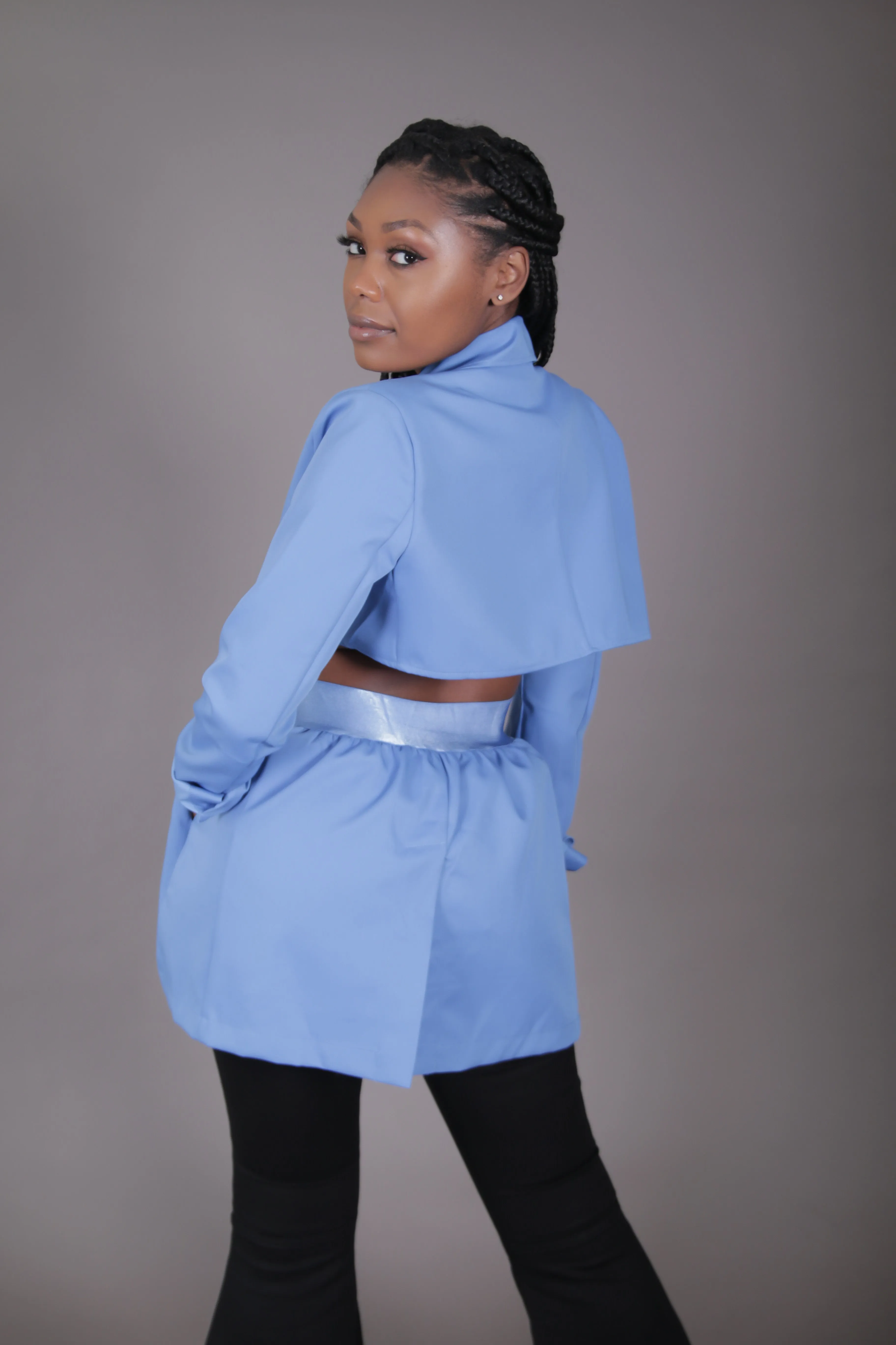 Blue Open Back Blazer