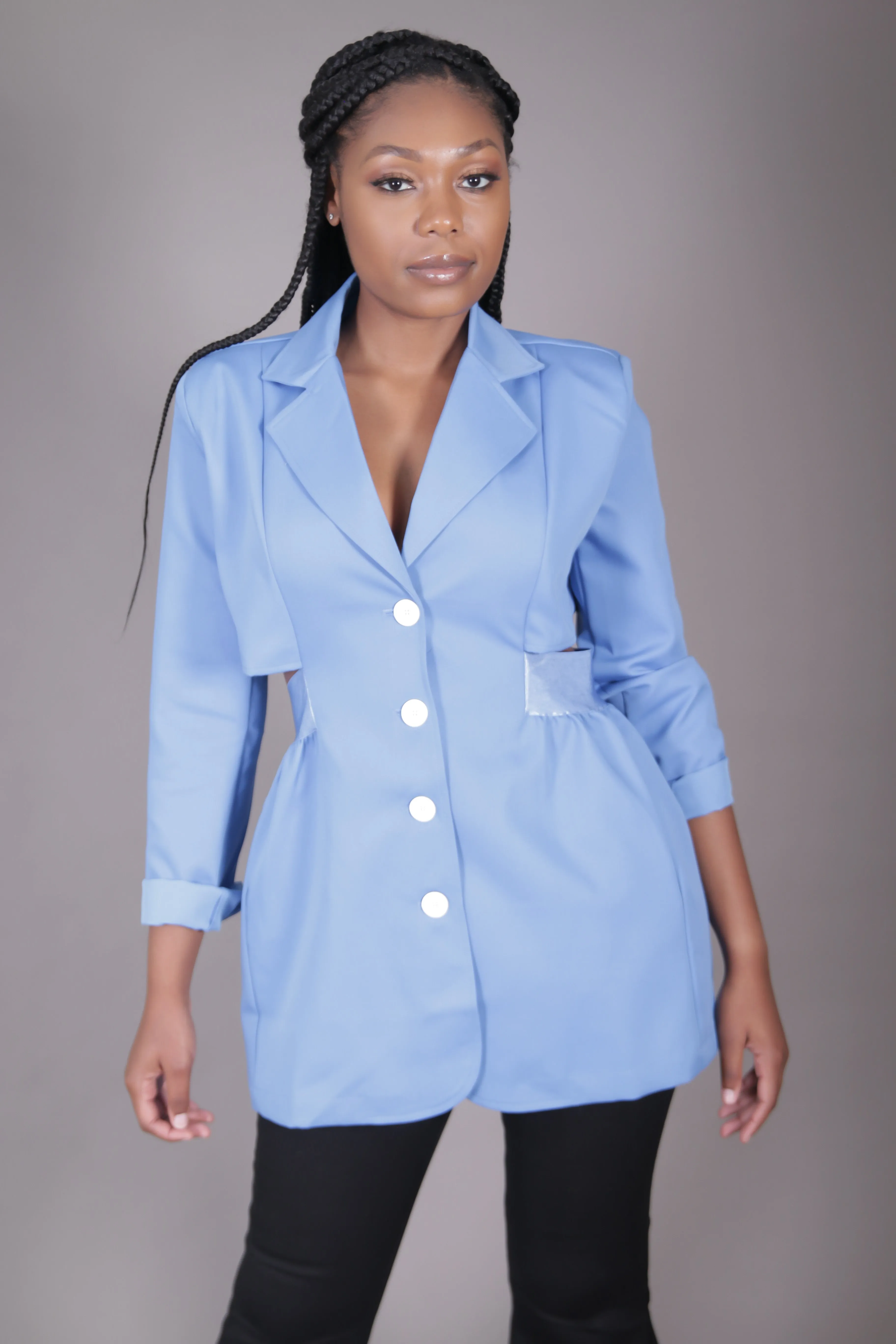 Blue Open Back Blazer