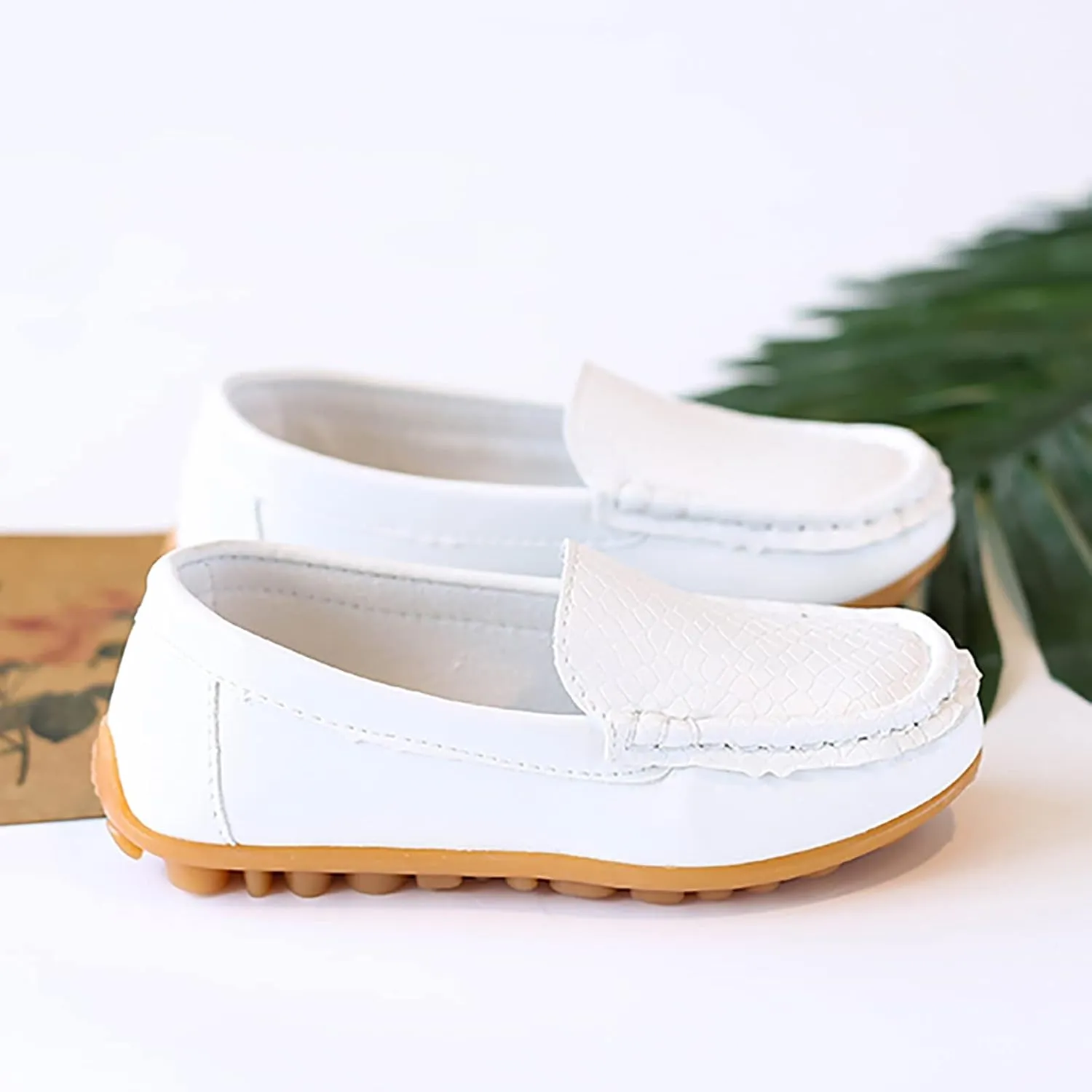 Boys Girls Loafers Casual Slip-On Moccasin Boat Dress Shoes Toddlers Kids Casual Shoes Formal Shoes Leather Flats