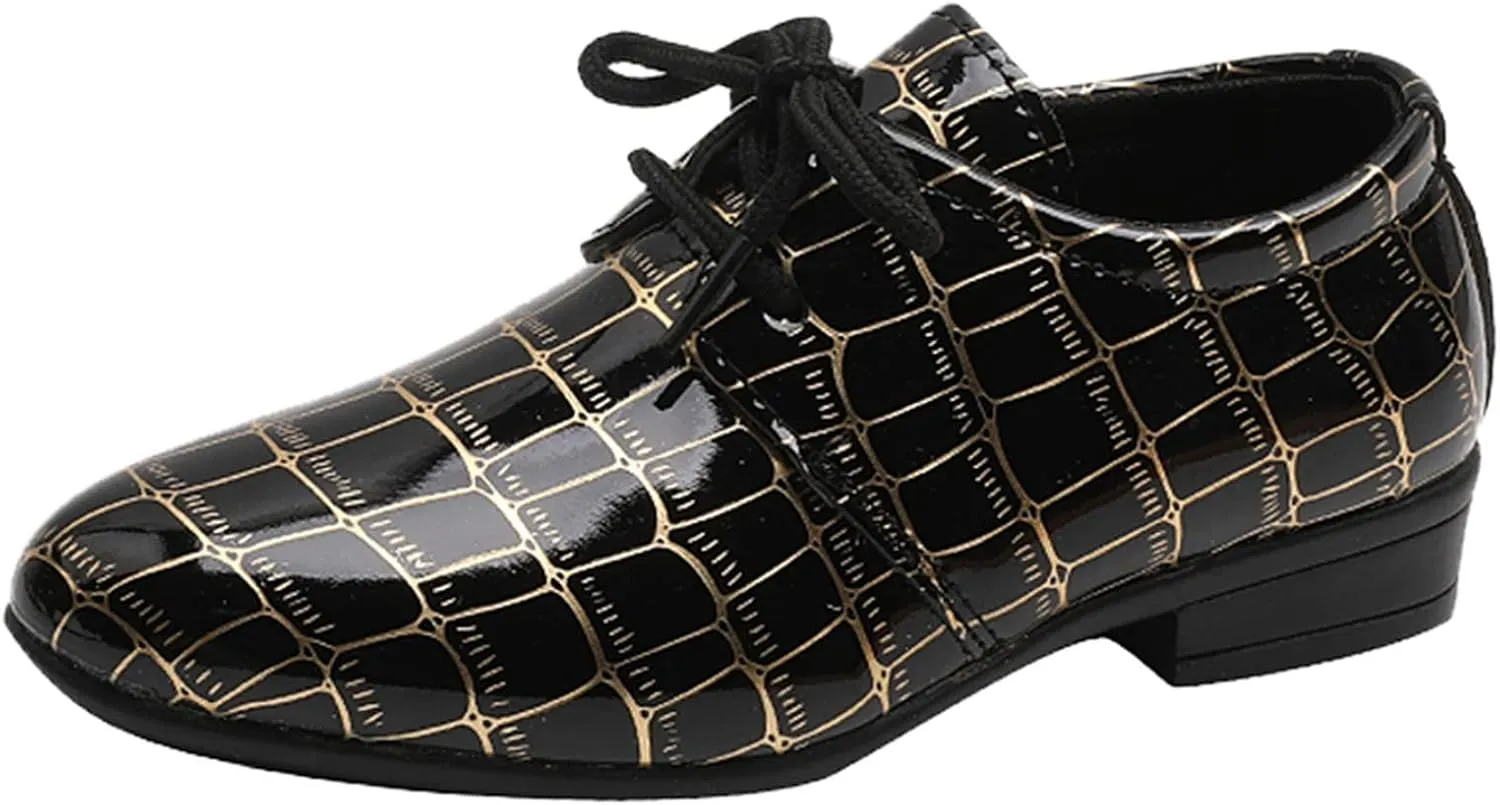 Boys Pointed Toe Dress Shoes Boys Dress Oxford Formal Shoes Toddler Lace Up Loafer Wedding Shoes Leather Shoes