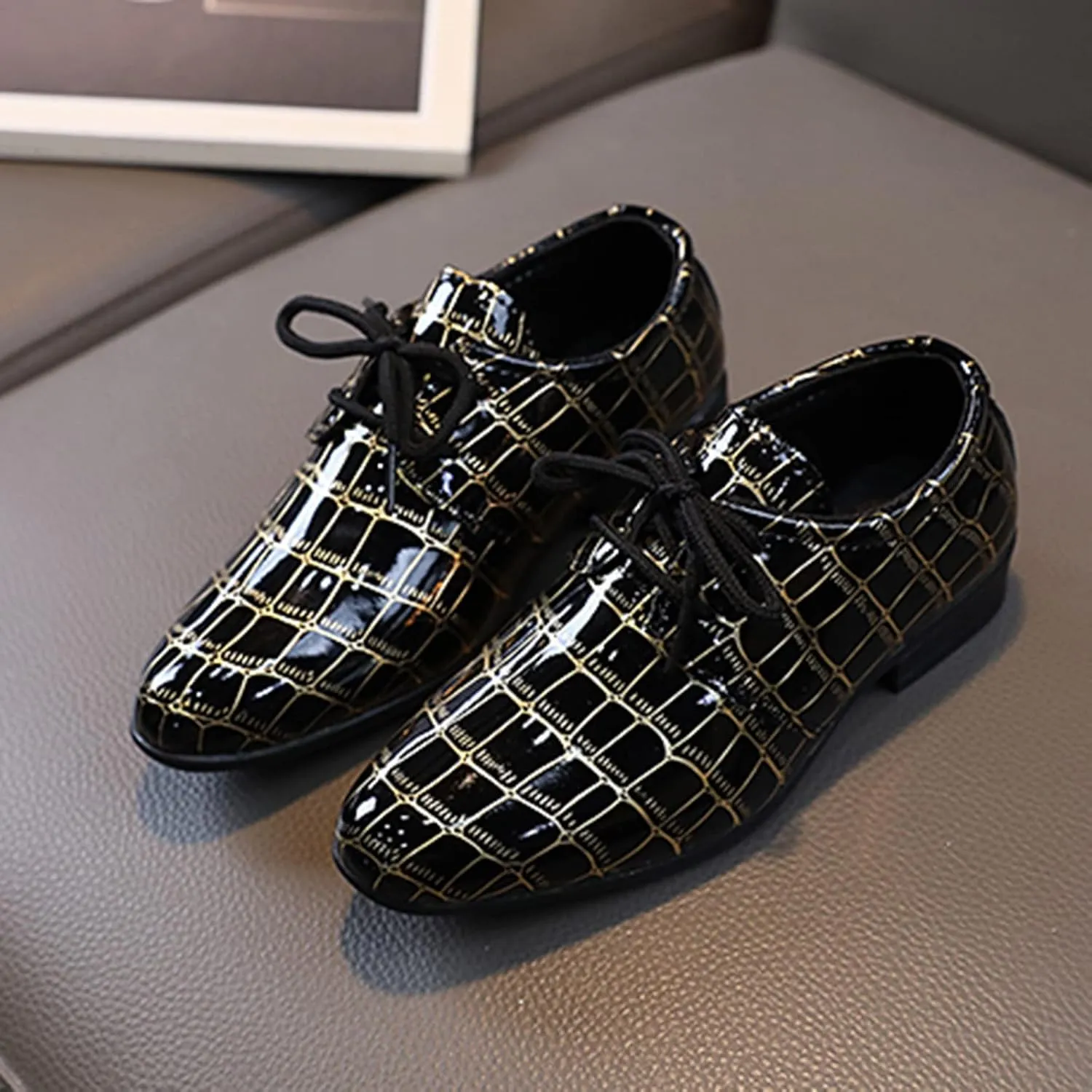 Boys Pointed Toe Dress Shoes Boys Dress Oxford Formal Shoes Toddler Lace Up Loafer Wedding Shoes Leather Shoes