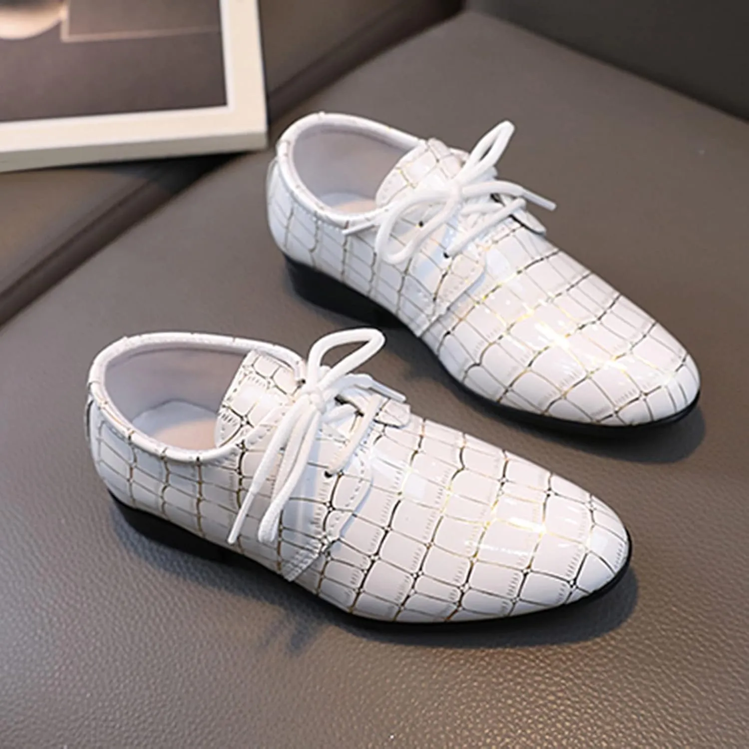 Boys Pointed Toe Dress Shoes Boys Dress Oxford Formal Shoes Toddler Lace Up Loafer Wedding Shoes Leather Shoes
