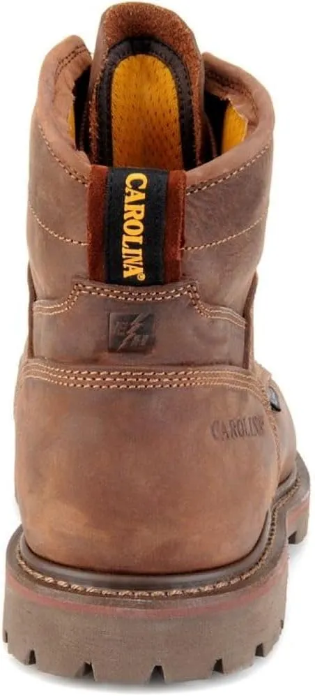 Carolina 28 Series 6" Soft Toe Waterproof Work Boots for Men - Cigar Leather Upper, AG7 Footbed, Removable Kiltie, EH-Rated