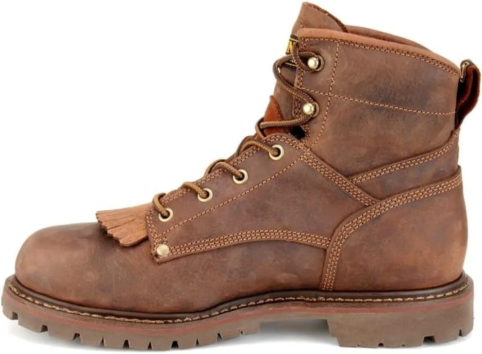 Carolina 28 Series 6" Soft Toe Waterproof Work Boots for Men - Cigar Leather Upper, AG7 Footbed, Removable Kiltie, EH-Rated