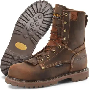 Carolina 28 Series 8'' Soft Toe Waterproof Work Boots for Men - Cigar Leather Upper, AG7 Footbed, Removable Kiltie, EH-Rated, Brown - 13 2E