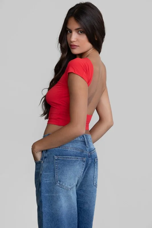 Clayton Open Back Top - Red