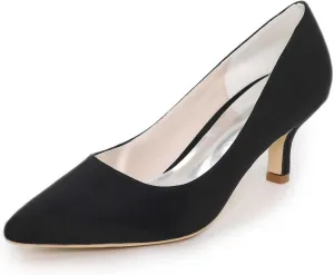 Closed Toe Bridal Wedding Shoes - High Heel Slip-On Satin Pumps, Perfect for Evening Parties, Proms & Formal Dresses