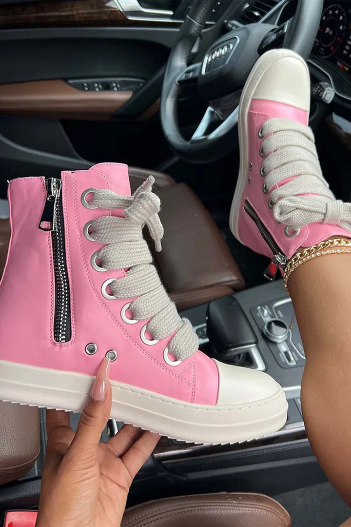 College High Rise Vegan Leather Sneaker Boots