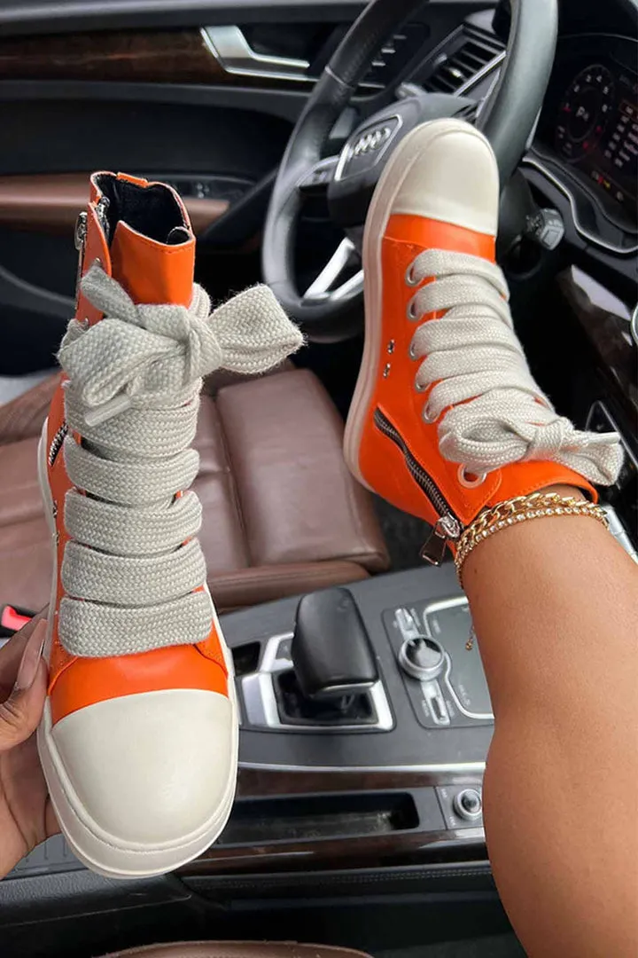 College High Rise Vegan Leather Sneaker Boots