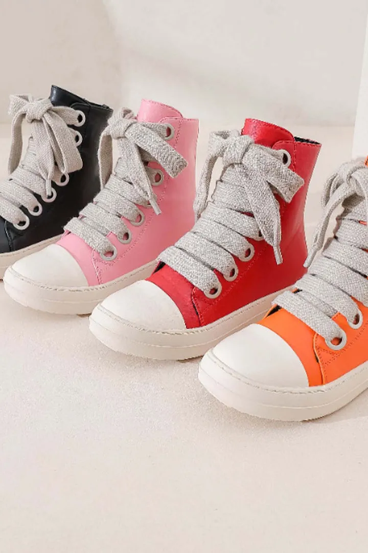 College High Rise Vegan Leather Sneaker Boots