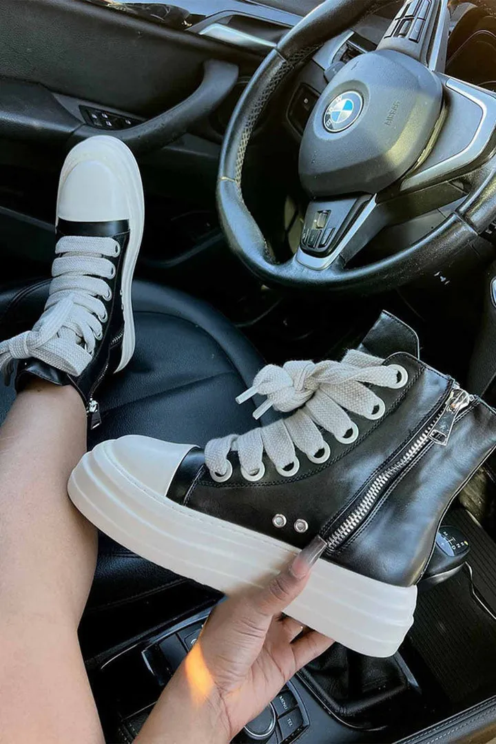 College High Rise Vegan Leather Sneaker Boots