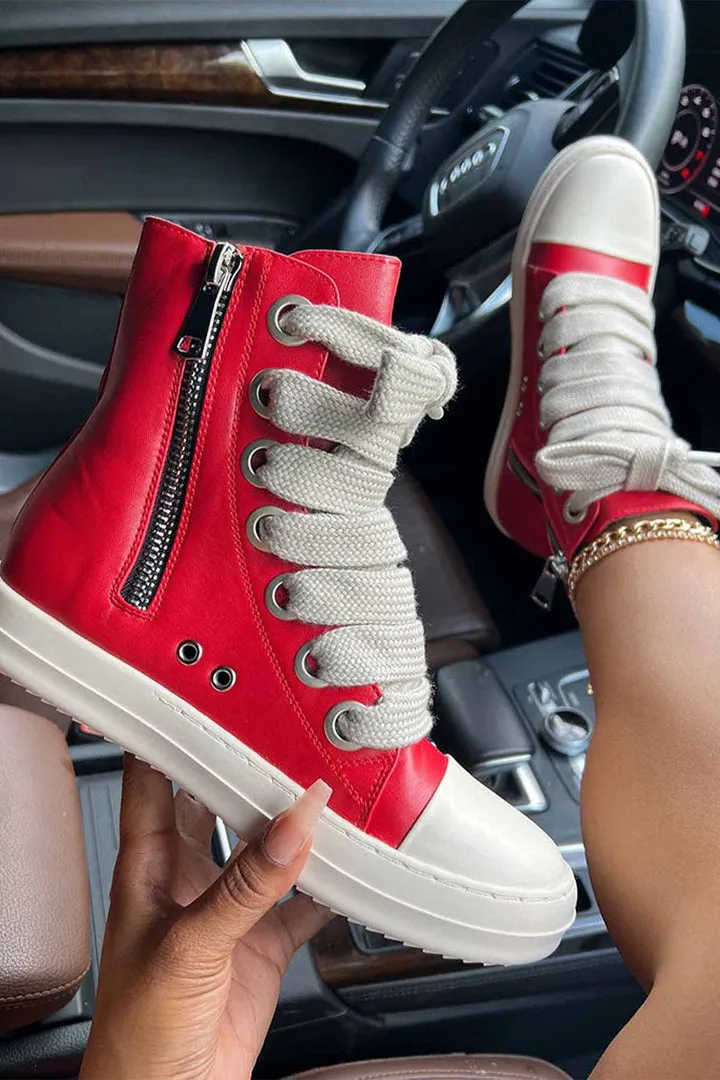 College High Rise Vegan Leather Sneaker Boots