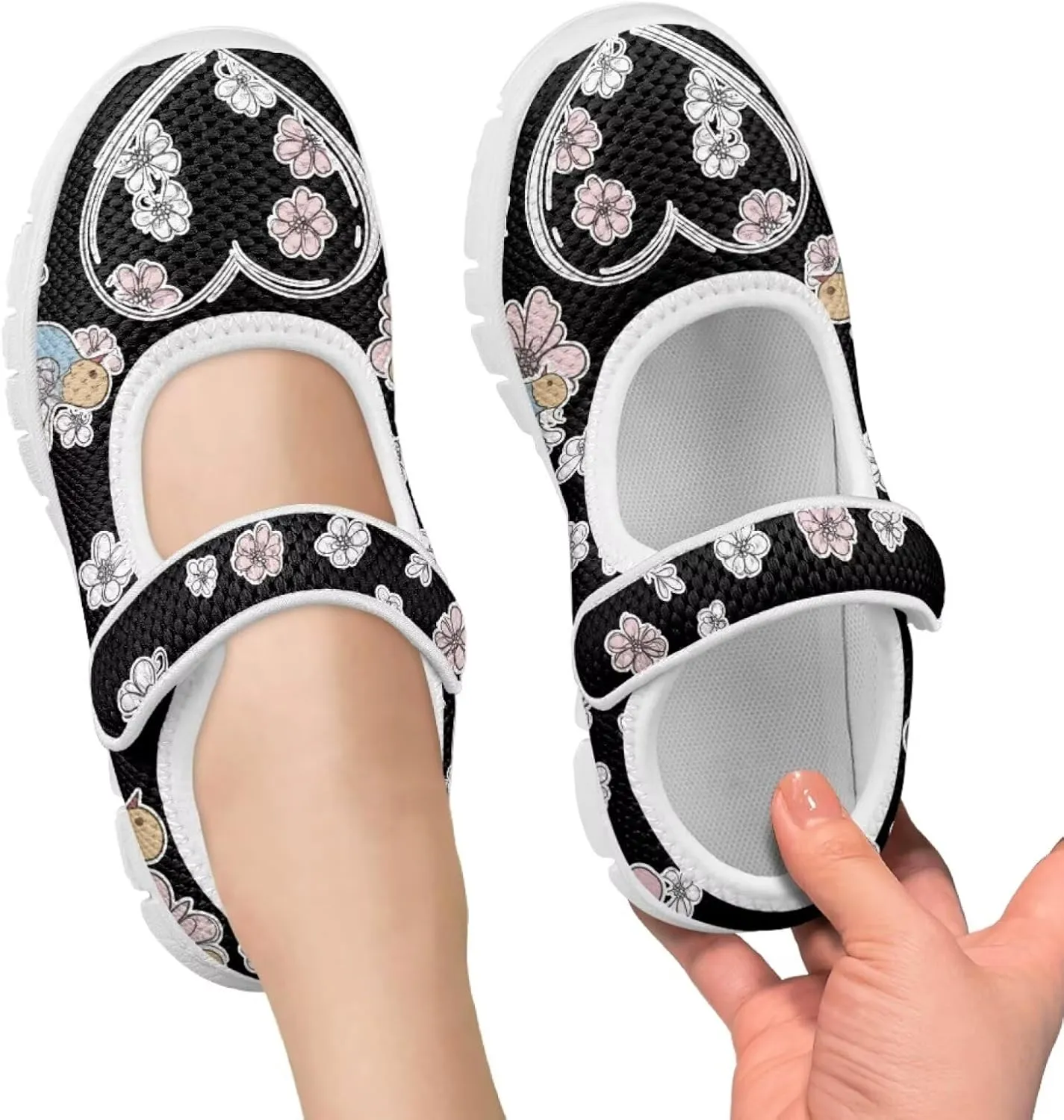 Coloranimal Girls Mary Jane Shoes Dance Shoes for Kids Casual Unifoem Shoes Magic Sticker Mary Jane Flats Girls' Flats Kids Footwear