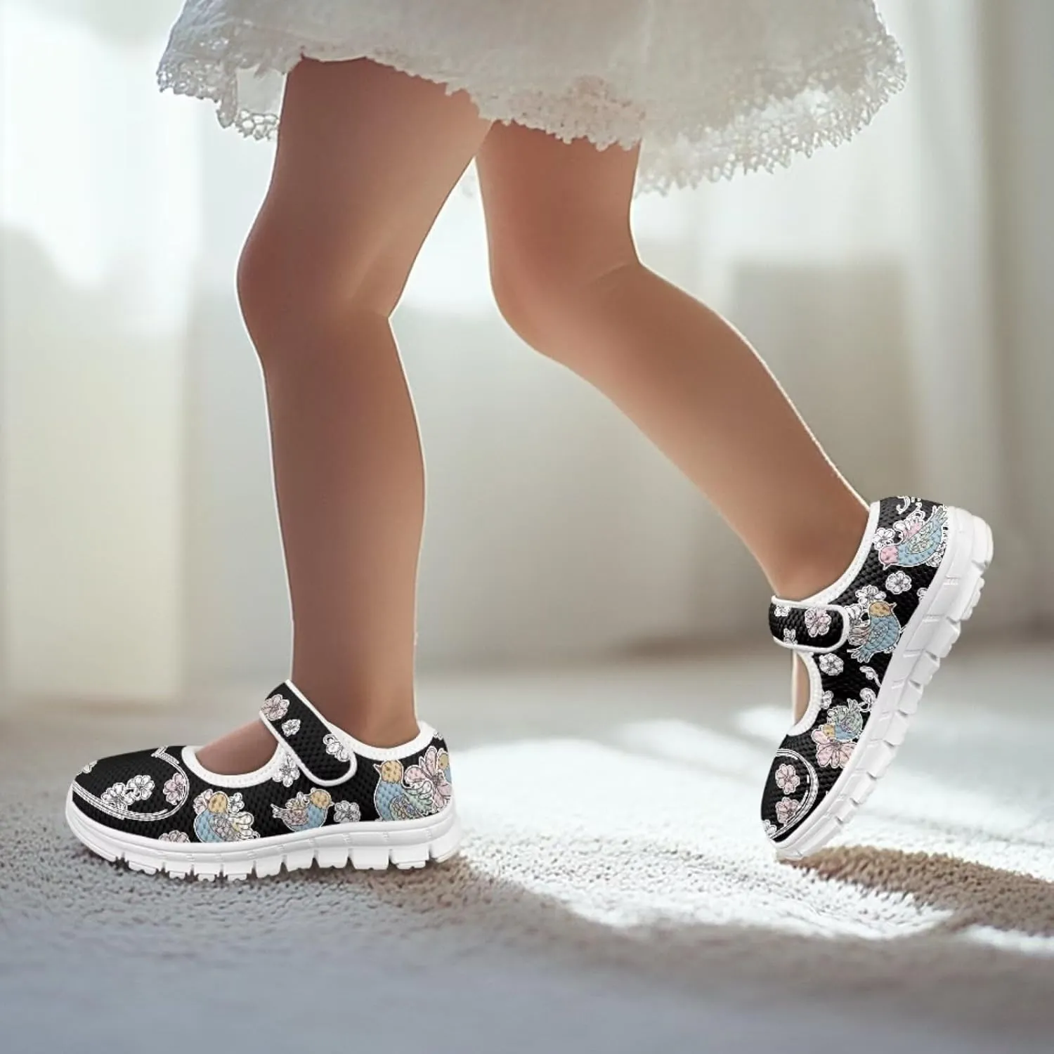 Coloranimal Girls Mary Jane Shoes Dance Shoes for Kids Casual Unifoem Shoes Magic Sticker Mary Jane Flats Girls' Flats Kids Footwear