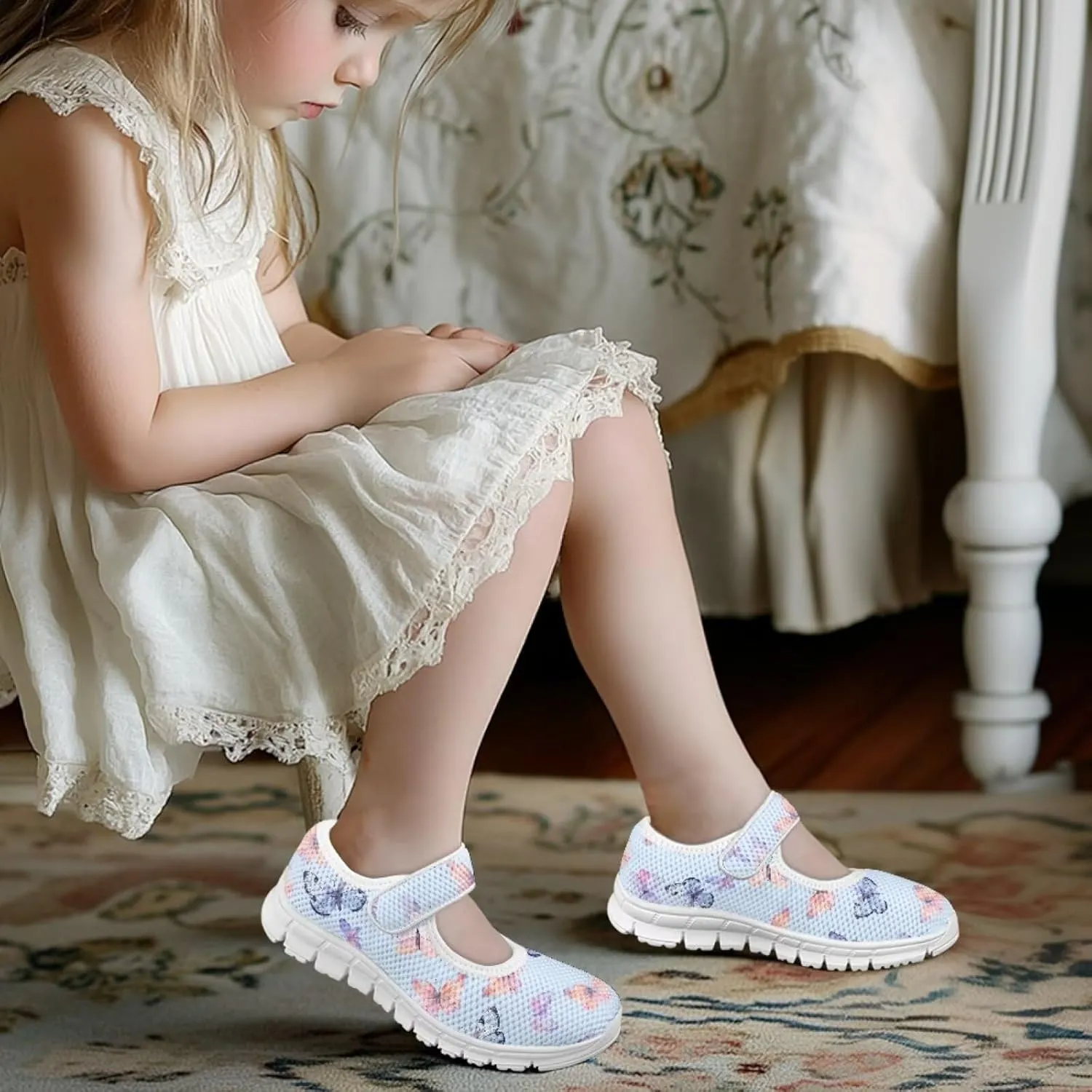Coloranimal Mary Jane Flats Uniform Shoes for Girls Princess Shoes Girls' Flats Magic Sticker Shallow Mouth Dress Shoes with Anti Skid Sole