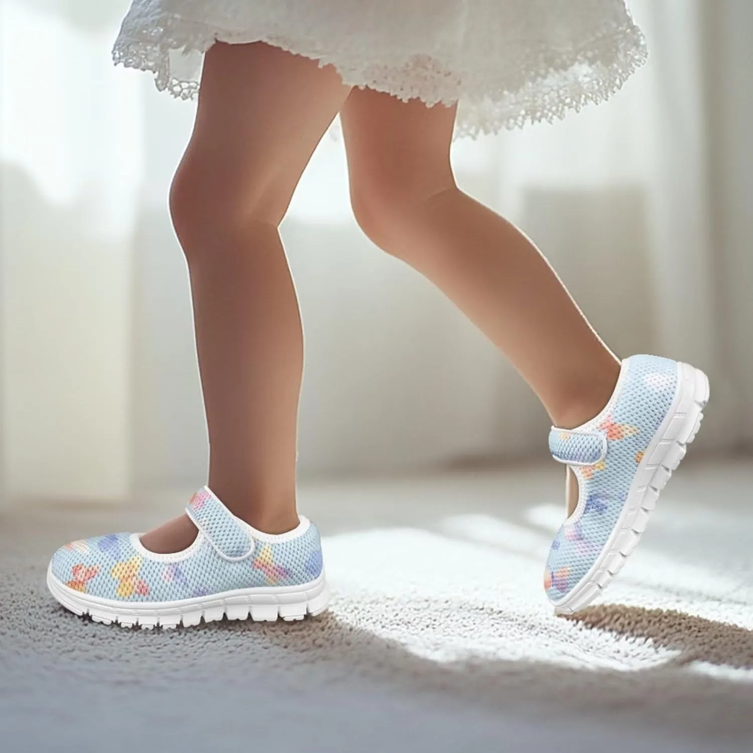 Coloranimal Mary Jane Flats Uniform Shoes for Girls Princess Shoes Girls' Flats Magic Sticker Shallow Mouth Dress Shoes with Anti Skid Sole