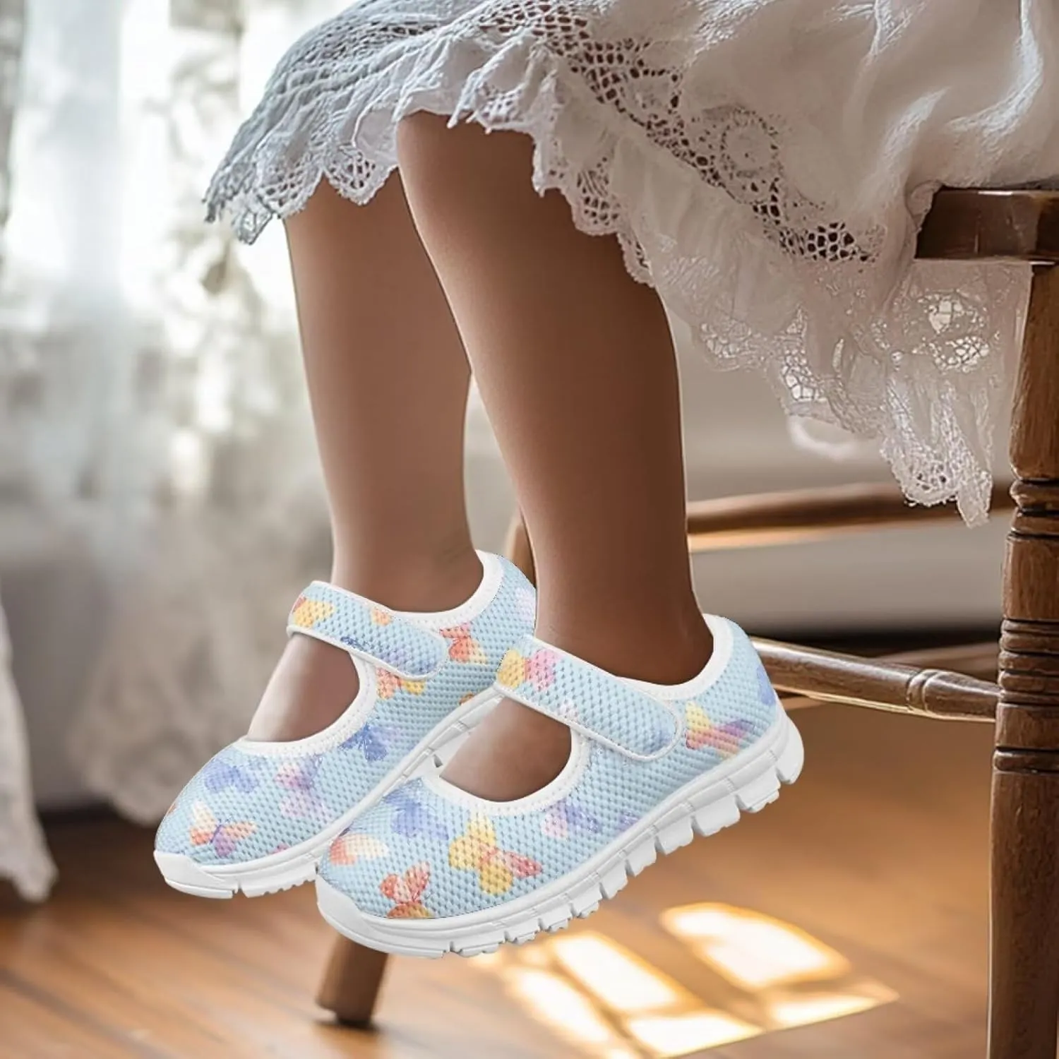 Coloranimal Mary Jane Flats Uniform Shoes for Girls Princess Shoes Girls' Flats Magic Sticker Shallow Mouth Dress Shoes with Anti Skid Sole