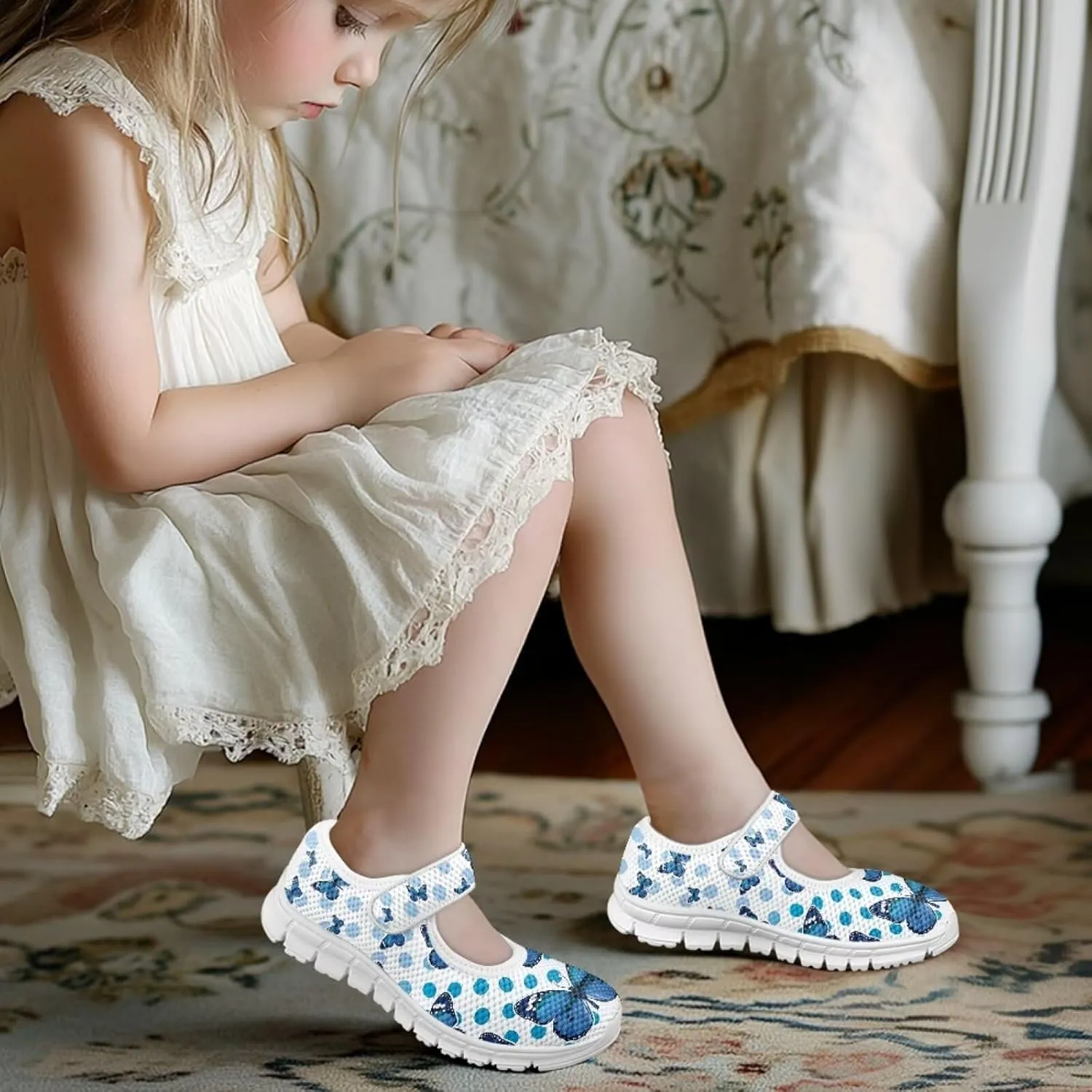 Coloranimal Mary Jane Flats Uniform Shoes for Girls Princess Shoes Girls' Flats Magic Sticker Shallow Mouth Dress Shoes with Anti Skid Sole