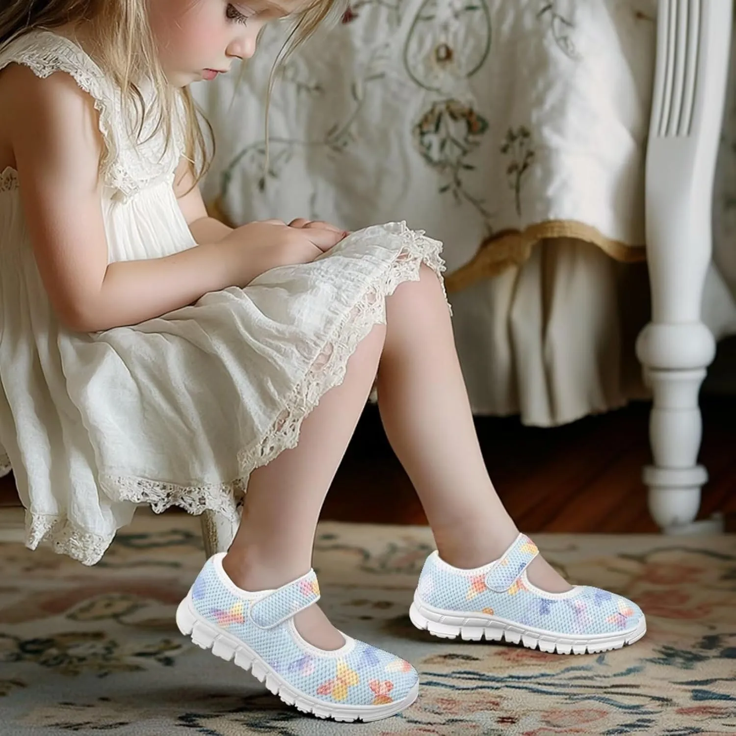 Coloranimal Mary Jane Flats Uniform Shoes for Girls Princess Shoes Girls' Flats Magic Sticker Shallow Mouth Dress Shoes with Anti Skid Sole