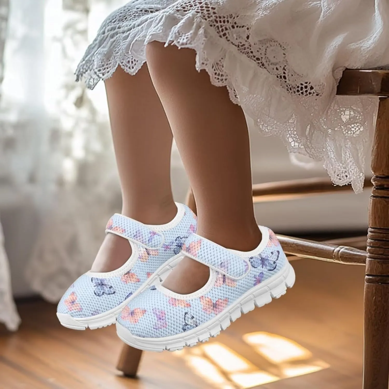 Coloranimal Mary Jane Flats Uniform Shoes for Girls Princess Shoes Girls' Flats Magic Sticker Shallow Mouth Dress Shoes with Anti Skid Sole