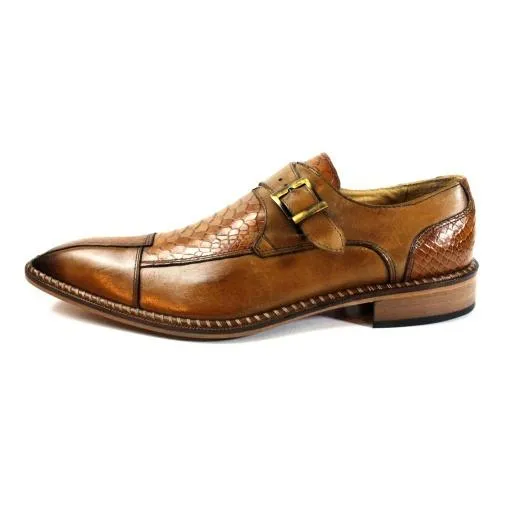 Doula Crocodile Printed Brown Monk Straps Calfskin
