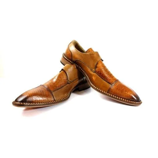 Doula Crocodile Printed Brown Monk Straps Calfskin