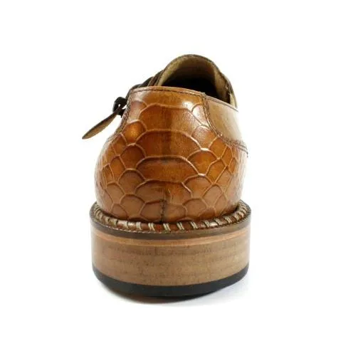 Doula Crocodile Printed Brown Monk Straps Calfskin