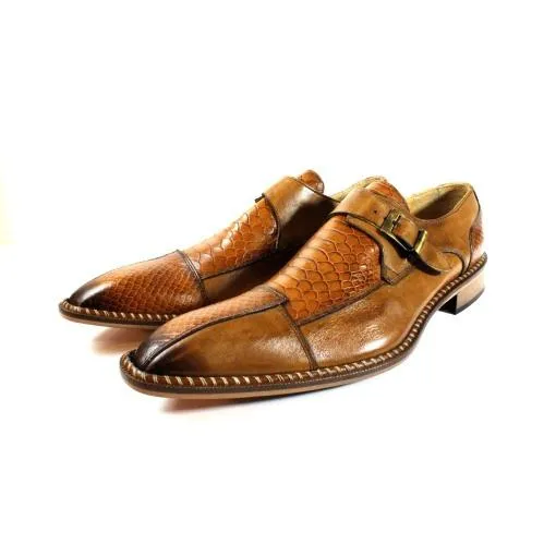 Doula Crocodile Printed Brown Monk Straps Calfskin