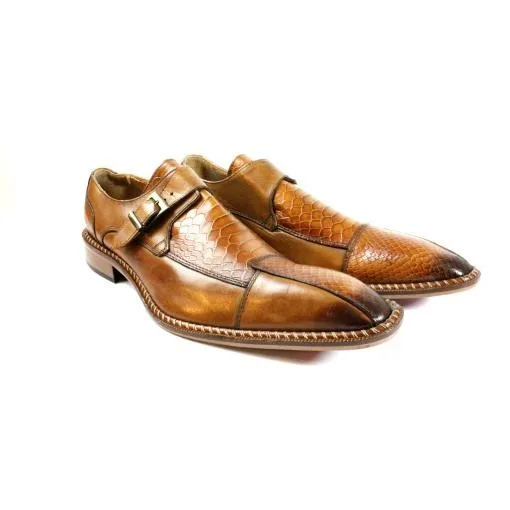 Doula Crocodile Printed Brown Monk Straps Calfskin
