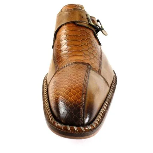 Doula Crocodile Printed Brown Monk Straps Calfskin
