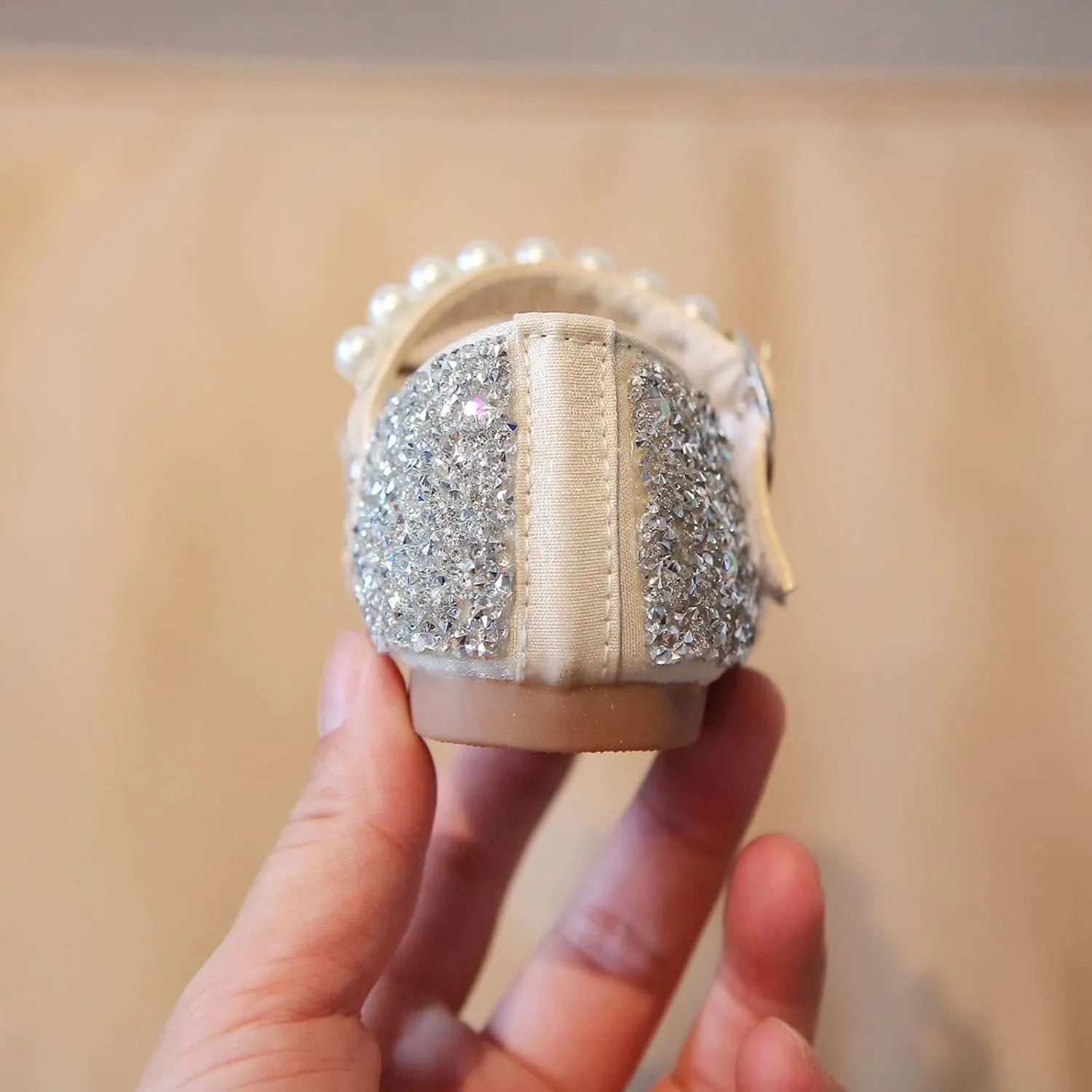 Fashion Autumn Girls Casual Shoes Rhinestone Sequin Bow Buckle Dress Shoes Dance Shoes Cute Shoes (Silver, 3.5-4 Years)
