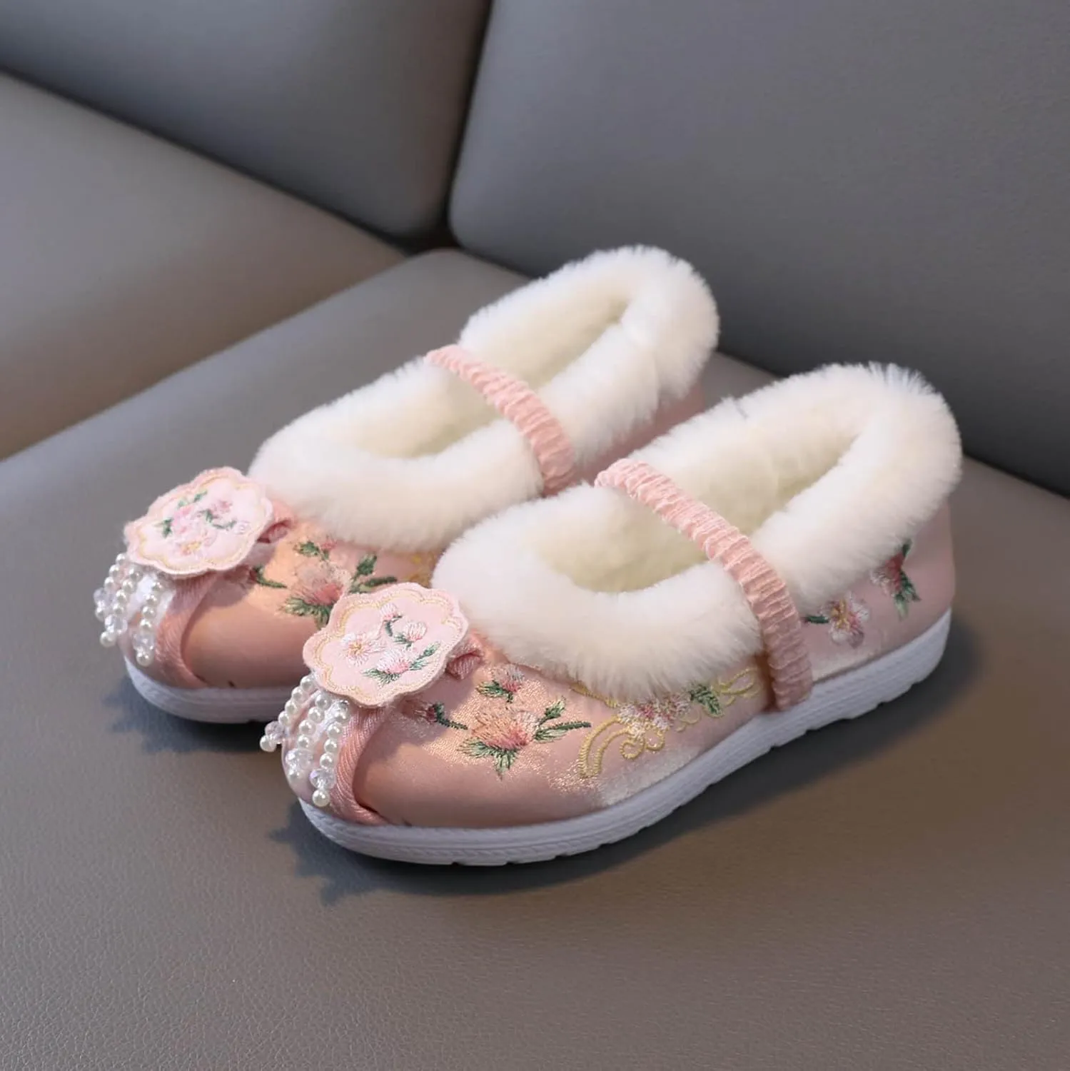 Girls Cotton Shoes Ancient Costume Hanfu Shoes Children Baby Cloth Shoes New Year Clothing Shoes Snow Boots Girls Size 2