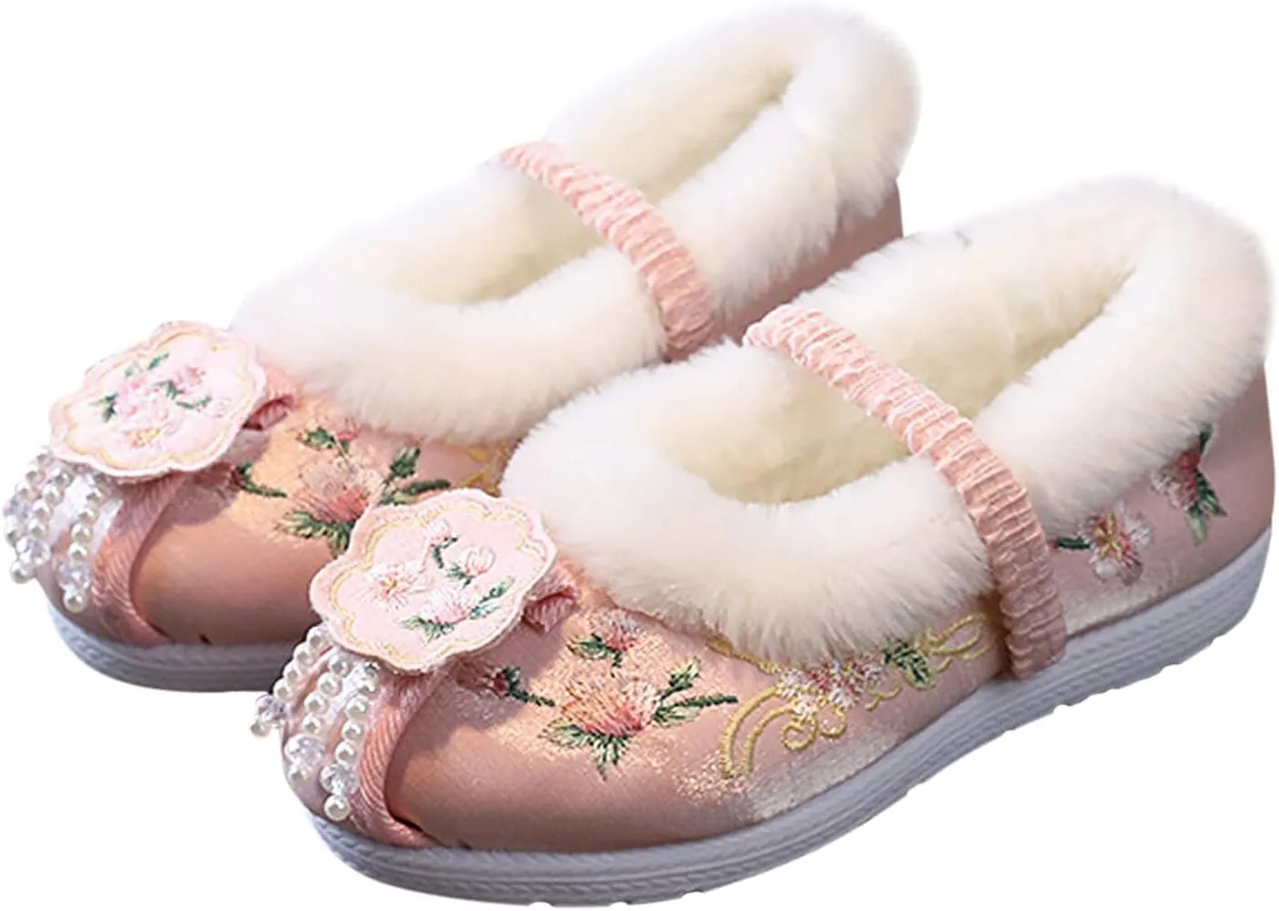 Girls Cotton Shoes Ancient Costume Hanfu Shoes Children Baby Cloth Shoes New Year Clothing Shoes Snow Boots Girls Size 2