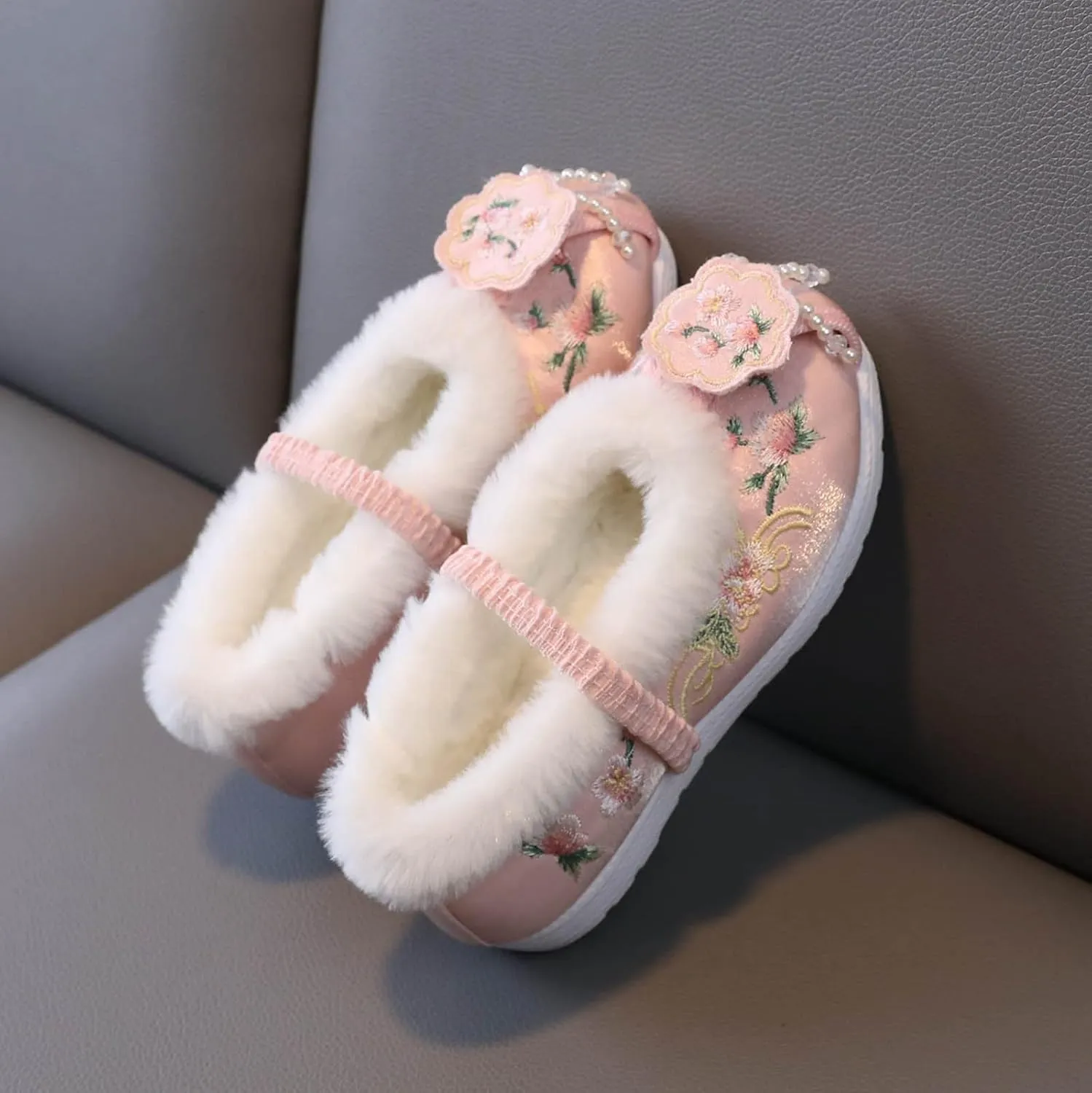 Girls Cotton Shoes Ancient Costume Hanfu Shoes Children Baby Cloth Shoes New Year Clothing Shoes Snow Boots Girls Size 2