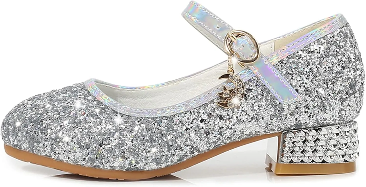 Girls Dress Shoes Glitter Mary Jane Dance Sandals Princess Heel Party Wedding Footwear for Kids Summer Sandals