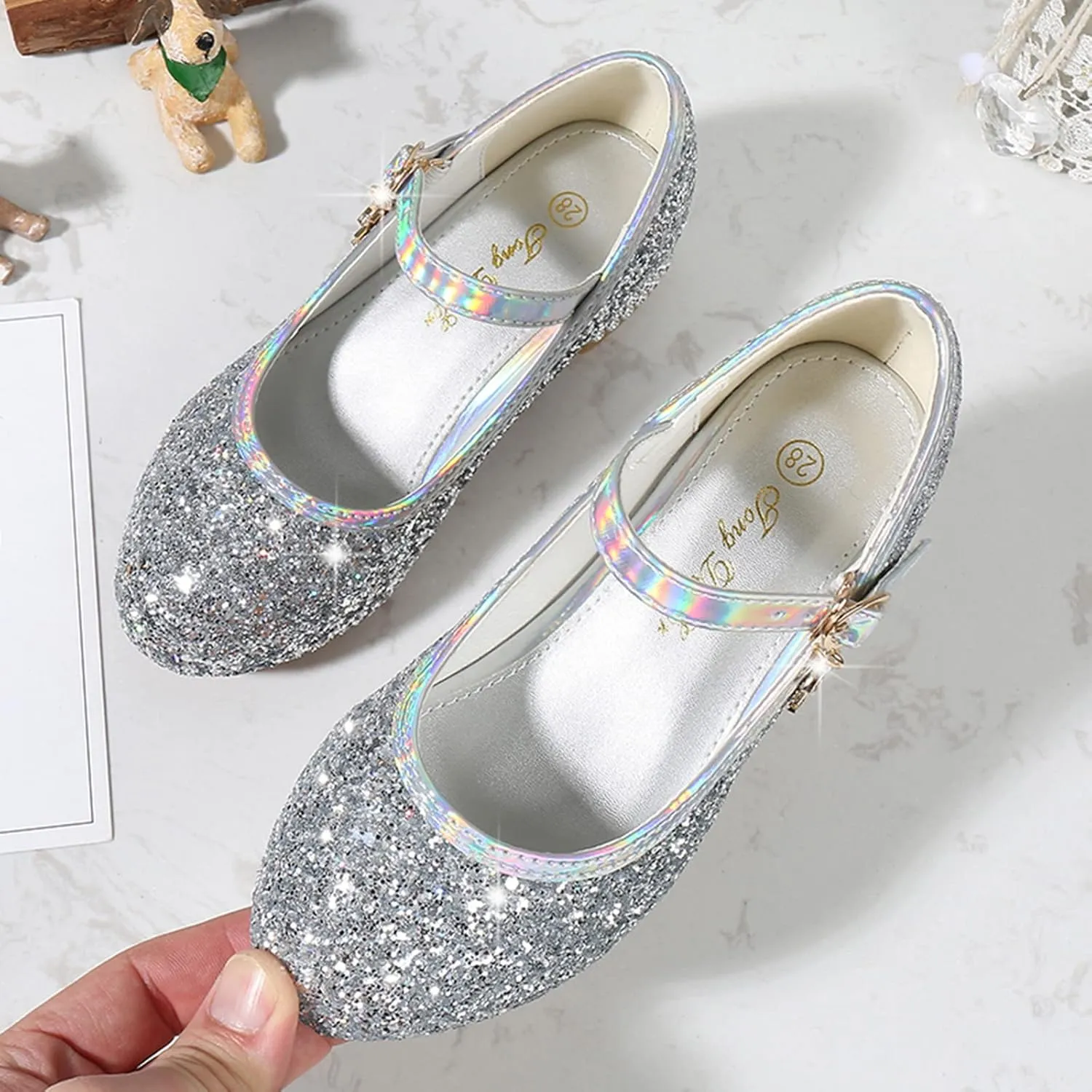 Girls Dress Shoes Glitter Mary Jane Dance Sandals Princess Heel Party Wedding Footwear for Kids Summer Sandals