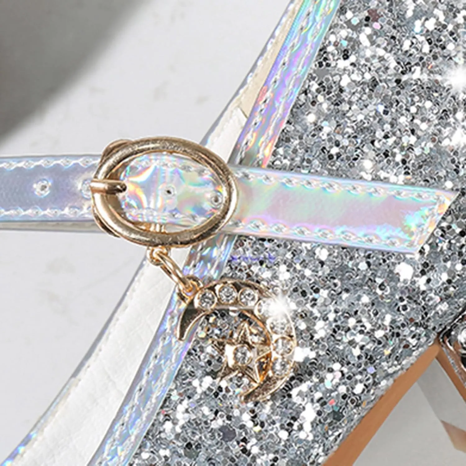 Girls Dress Shoes Glitter Mary Jane Dance Sandals Princess Heel Party Wedding Footwear for Kids Summer Sandals