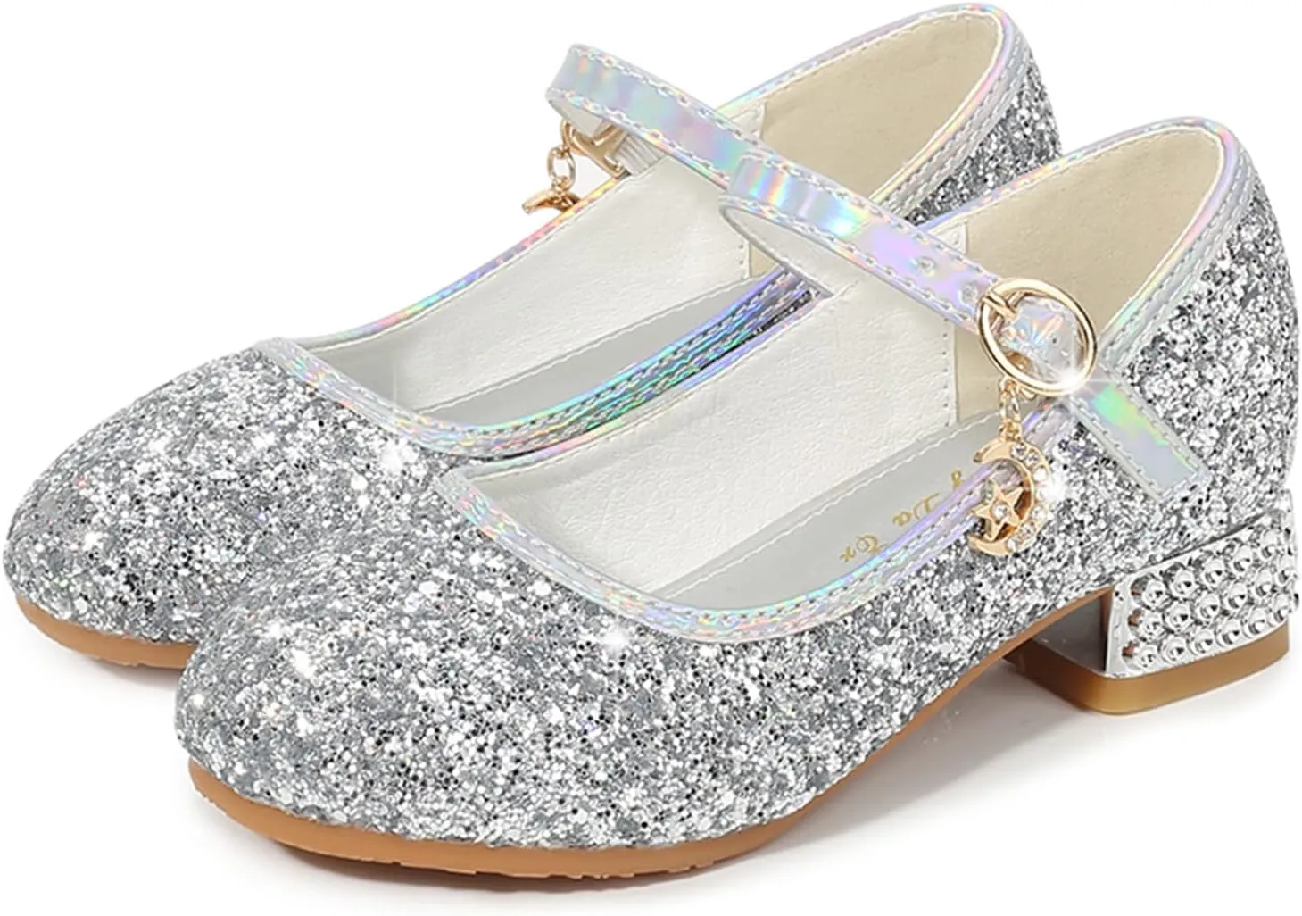 Girls Dress Shoes Glitter Mary Jane Dance Sandals Princess Heel Party Wedding Footwear for Kids Summer Sandals