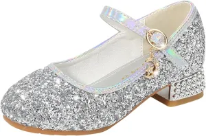 Girls Dress Shoes Glitter Mary Jane Dance Sandals Princess Heel Party Wedding Footwear for Kids Summer Sandals