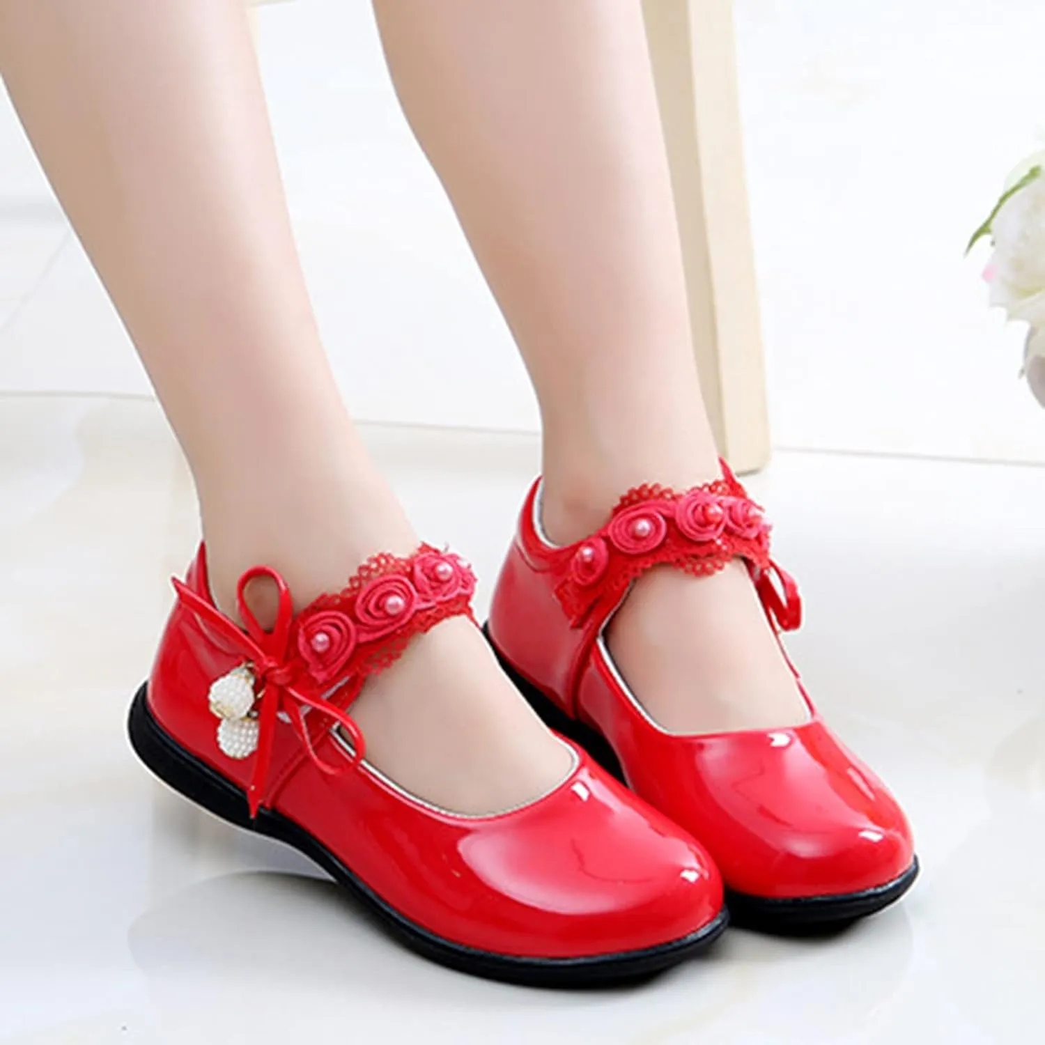 Girls Mary Jane Shoes School Kids Uniform Flat Ballet Strap Dress Formal Slip-On Shoes Performance Shoes Youth