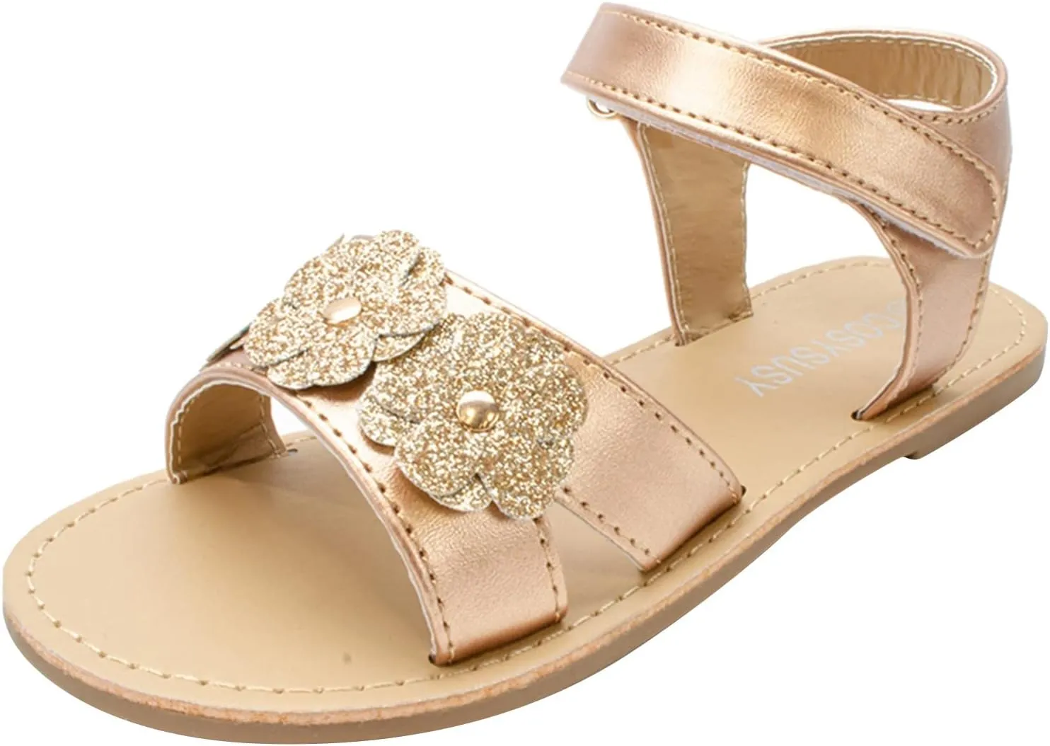 Girls Open Toe Flat Sandals with Cute Flower Breathable Open Toe Wedding Shoes for Kids Knee High Slipper Girls